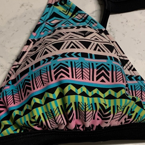 3/ $15 Neon Aztec print bikini top - Picture 3 of 7